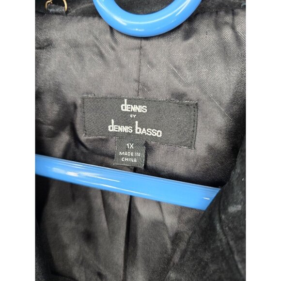 Dennis Basso Size 1X Womens Black Genuine Leather Suede Jacket Button Up - Picture 3 of 6